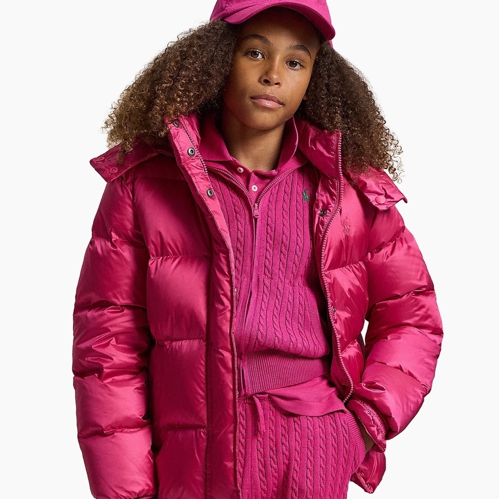 Polo by Ralph Lauren Kids girls size XL 18 preppy Pink Puffer Coat jacket
